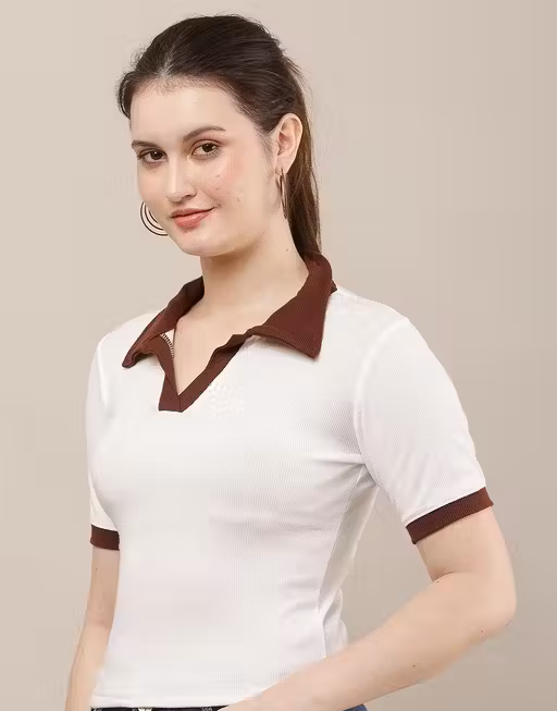 Lycra Short Sleeves White Top