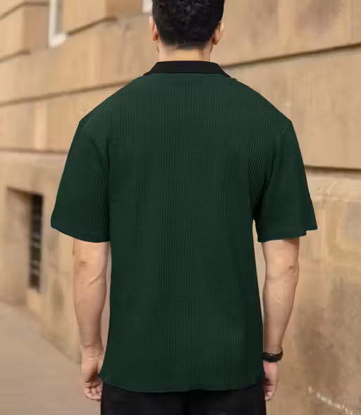 Classic Luxe Olive Green Zipper Men's Polo