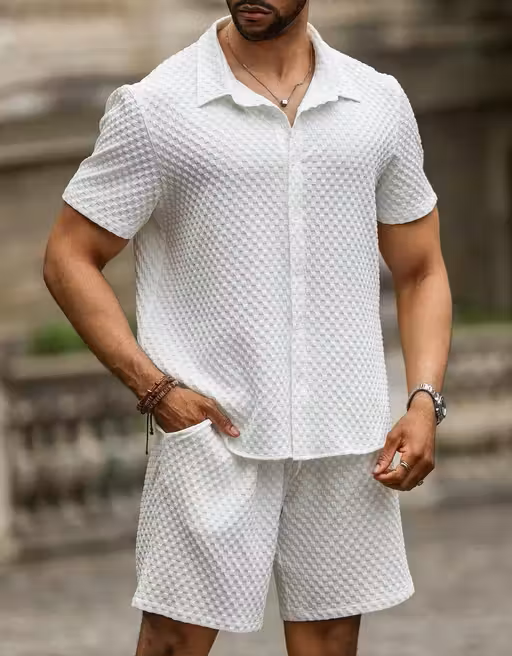 Premium Boxer White Mens Co-ord Set