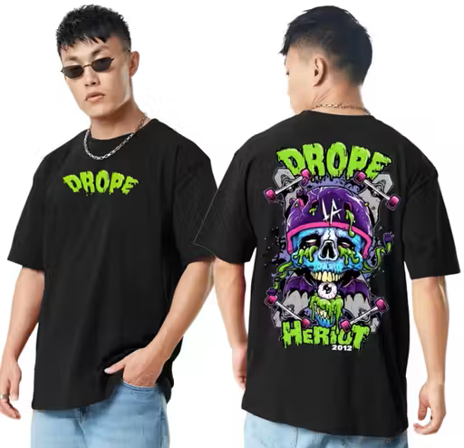 Typography Black Oversized T-Shirt