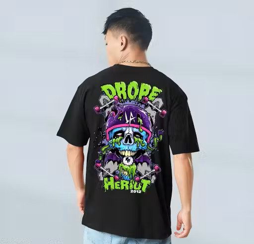 Typography Black Oversized T-Shirt