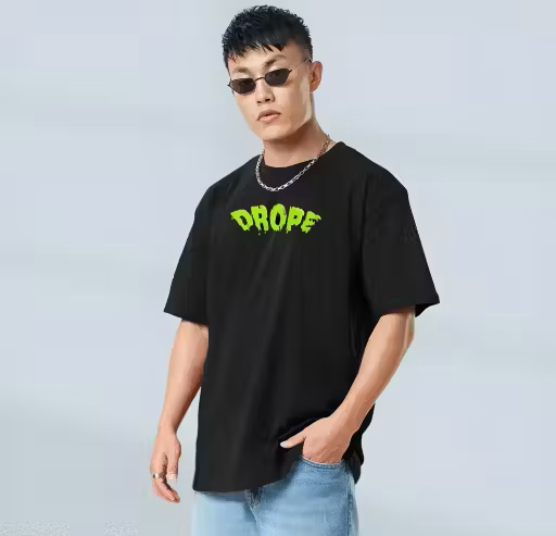 Typography Black Oversized T-Shirt