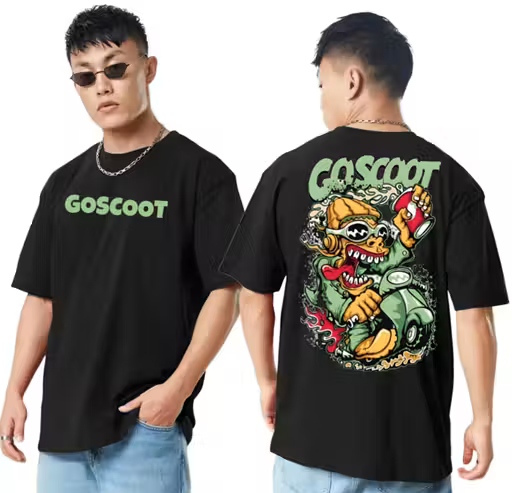 Typography Black Oversized T-Shirt