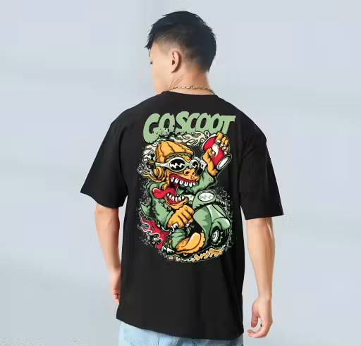 Typography Black Oversized T-Shirt