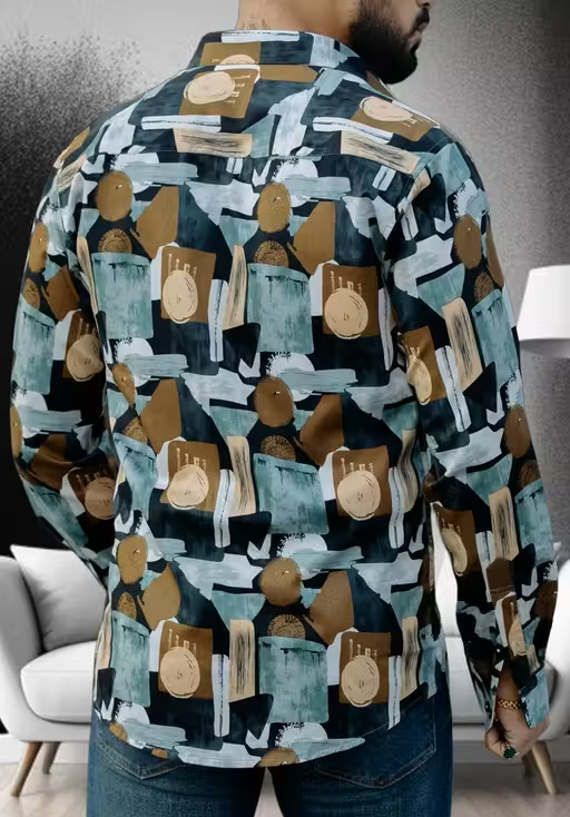 Lycra Printed Men Shirt