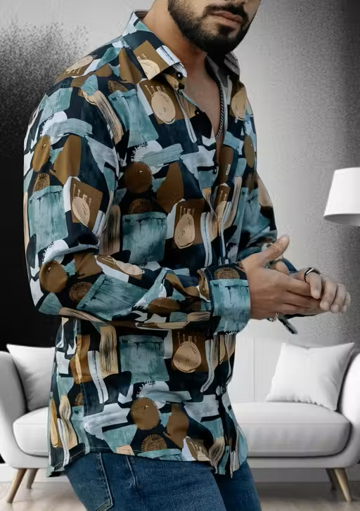 Lycra Printed Men Shirt