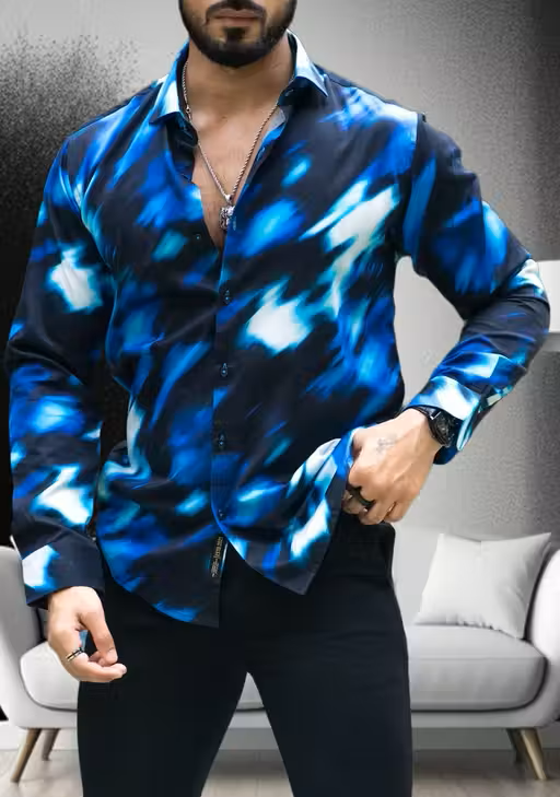 Lycra Printed Men Shirt