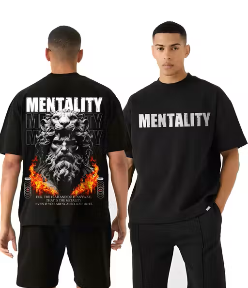 Typography Black Oversized T-Shirt