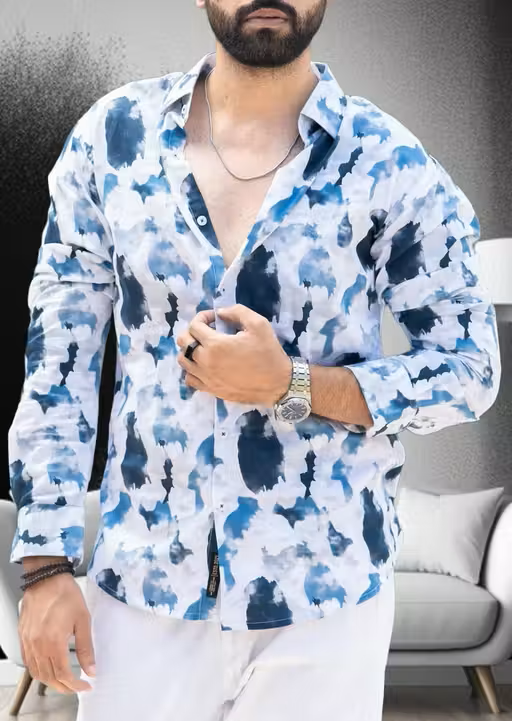 Lycra Printed Men Shirt