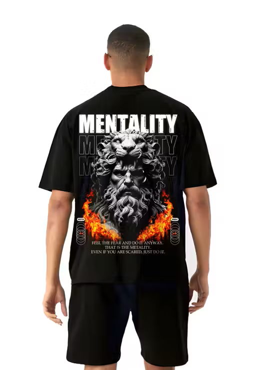 Typography Black Oversized T-Shirt