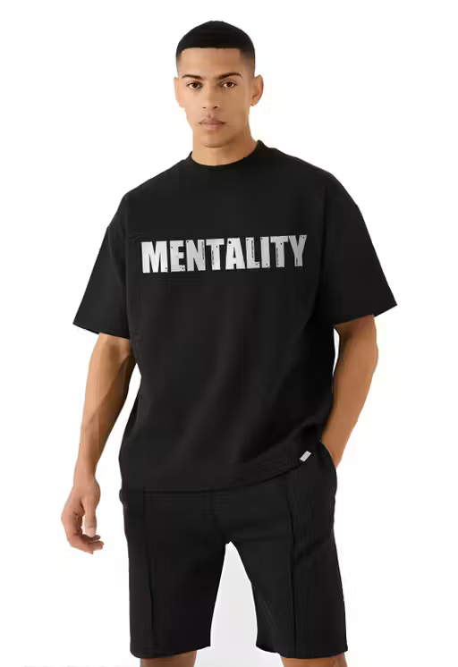 Typography Black Oversized T-Shirt