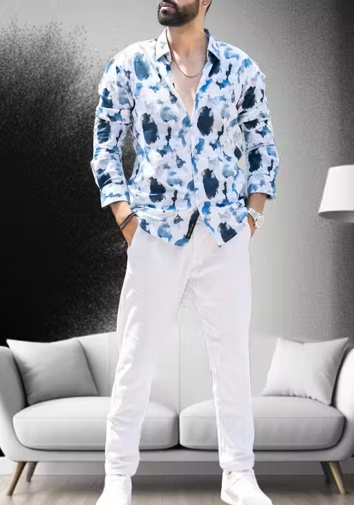 Lycra Printed Men Shirt