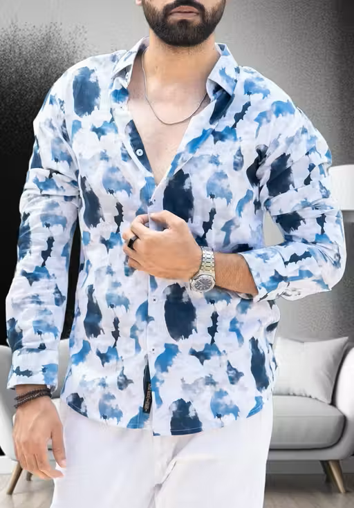 Lycra Printed Men Shirt