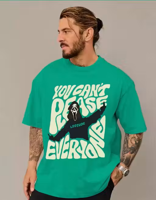 Typography Green Oversized T-Shirt