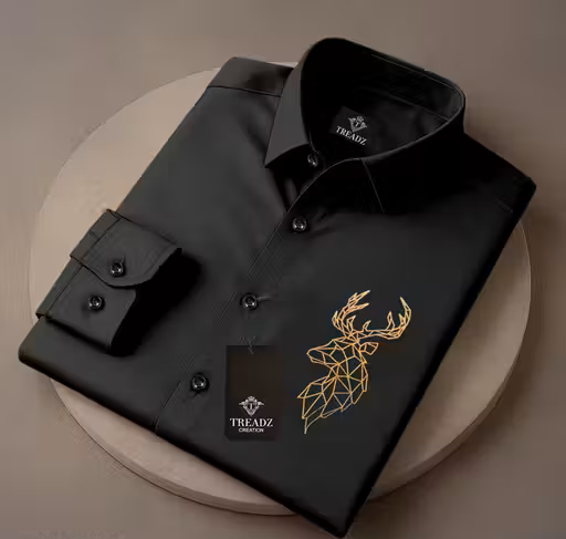 Black Elegant Premium Lion Crest Shirt