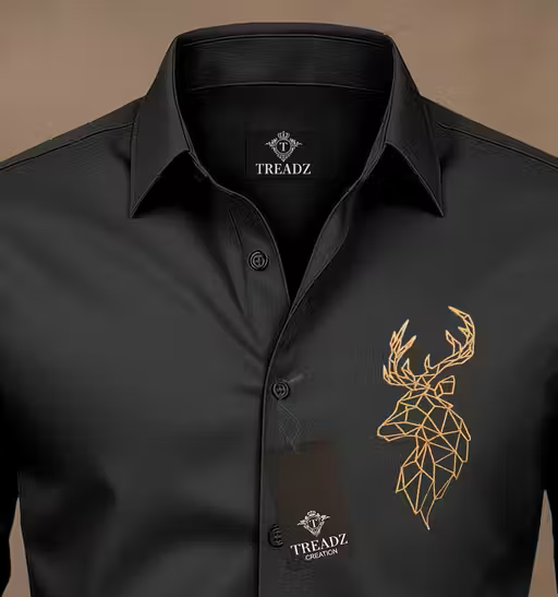 Black Elegant Premium Lion Crest Shirt