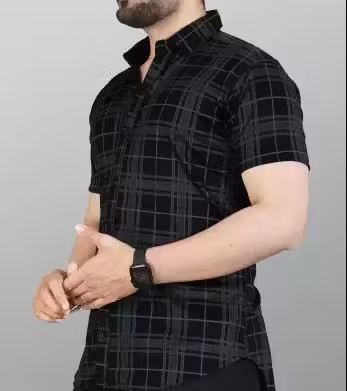 Checked Black Stretchable Shirt