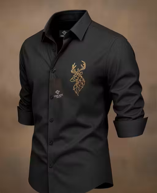 Black Elegant Premium Lion Crest Shirt