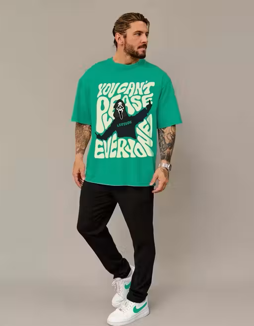 Typography Green Oversized T-Shirt
