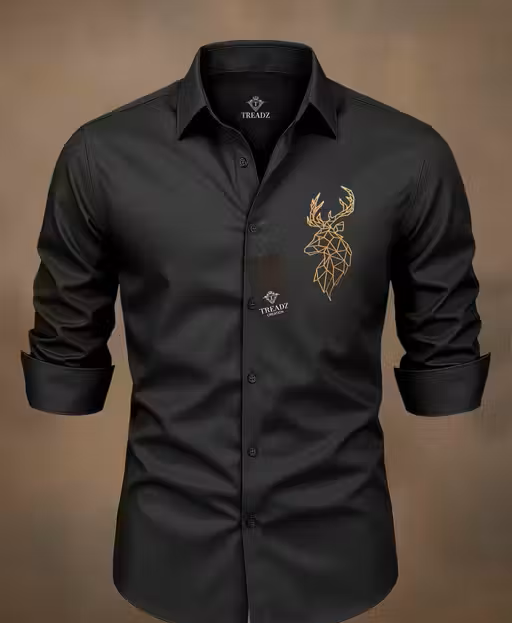 Black Elegant Premium Lion Crest Shirt