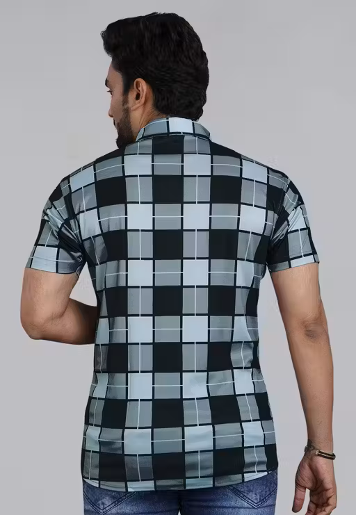 Checked Black Stretchable Shirt