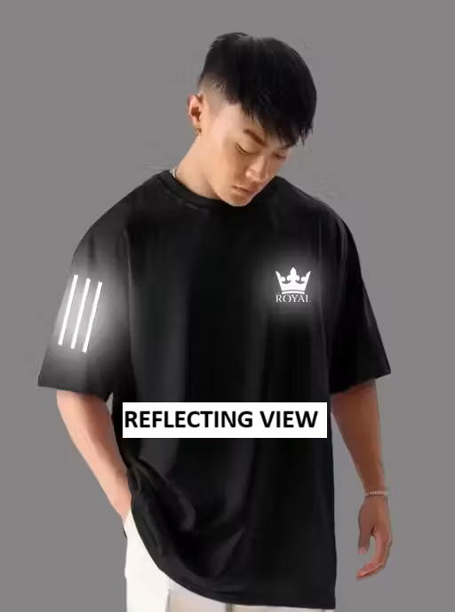Night Reflection Black Oversized T-Shirt
