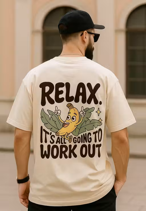 Typography Cream Oversized T-Shirt