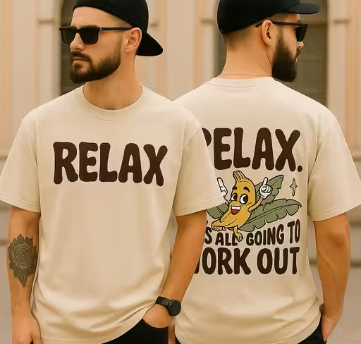 Typography Cream Oversized T-Shirt