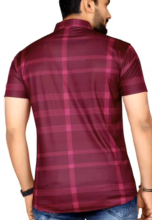 Maroon Striped Collar Shirt