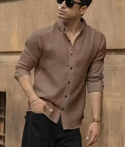 Cotton Linen Coffee Party Wear Shirt