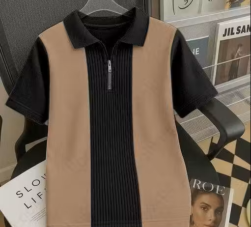 Coffee Black Zipper Polo T-Shirt