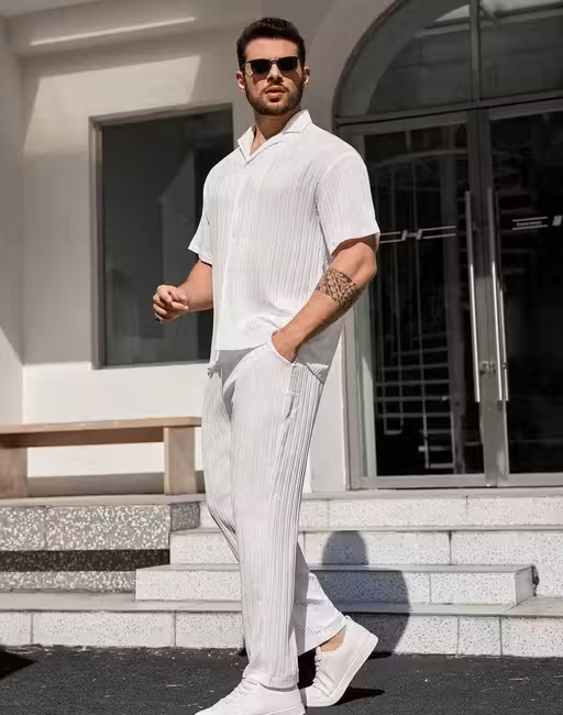Premium White Mens Co-ord Set