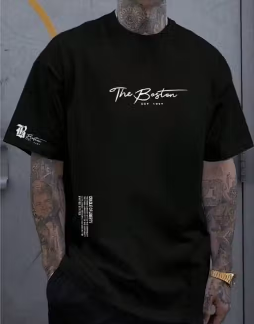 Typography Black Oversized T-Shirt