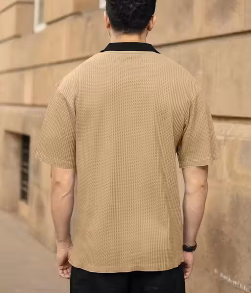 Classic Luxe Beige Zipper Men's Polo