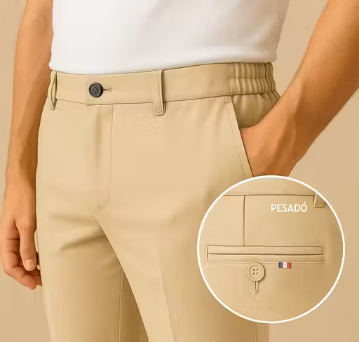 Beige Men's Formal Trousers