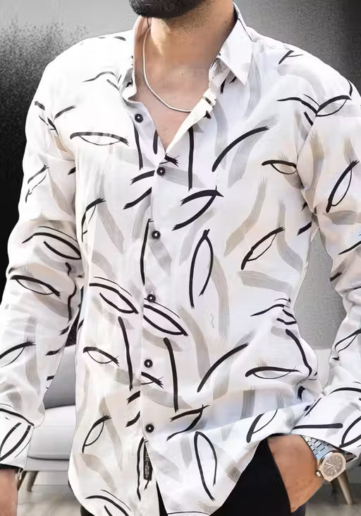 Lycra Printed Men Shirt