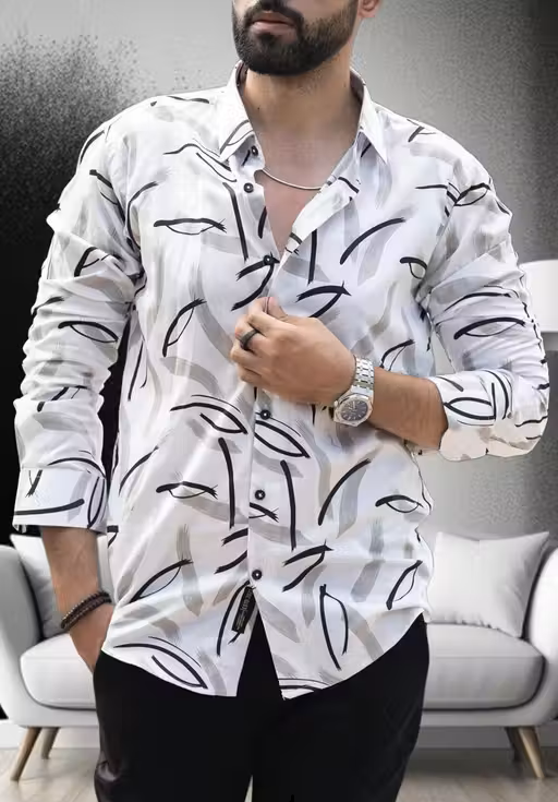 Lycra Printed Men Shirt