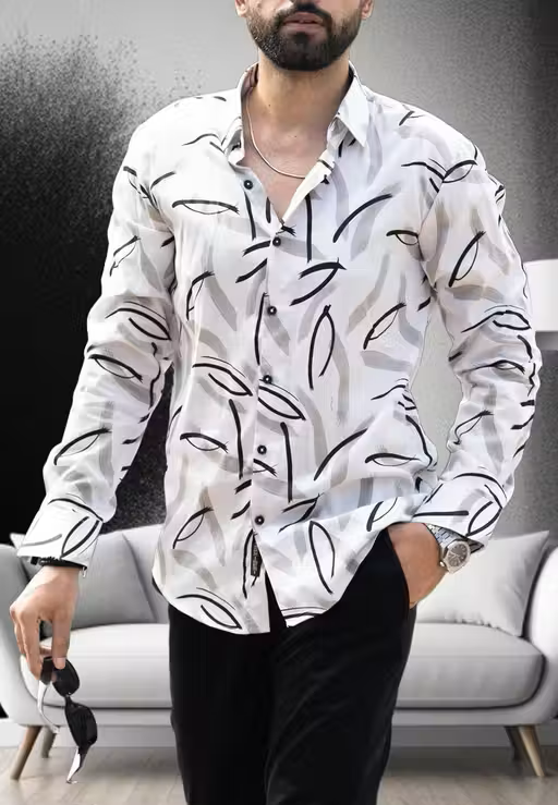 Lycra Printed Men Shirt