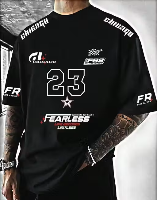 Typography Black Oversized T-Shirt
