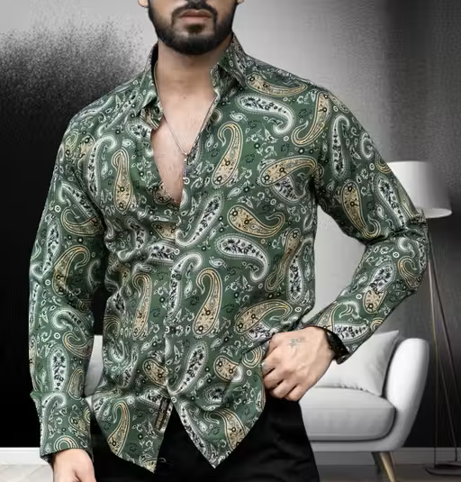 Lycra Printed Men Shirt