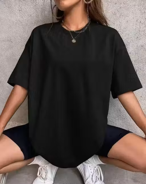Trendy Women's Oversized Black T shirt