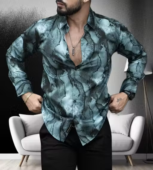 Lycra Printed Men Shirt