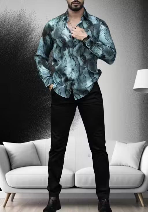 Lycra Printed Men Shirt