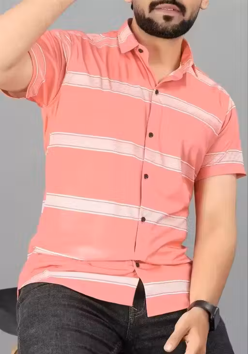 Sky Blue Striped Collar Shirt