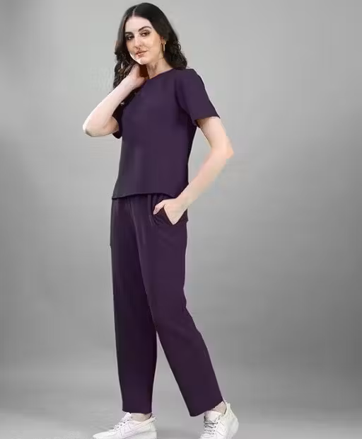 Solid Purple Co-ord Set for Women's