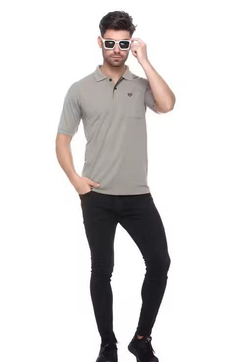 Gray Elegant Men's Polo