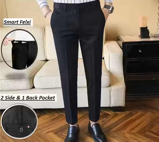 Black Premium Men's Formal Trousers