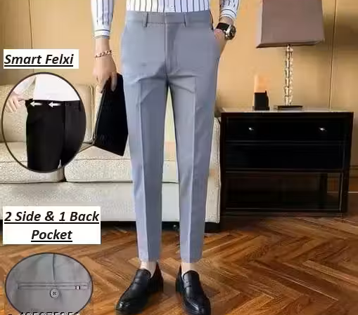 Grey Men's Formal Trousers