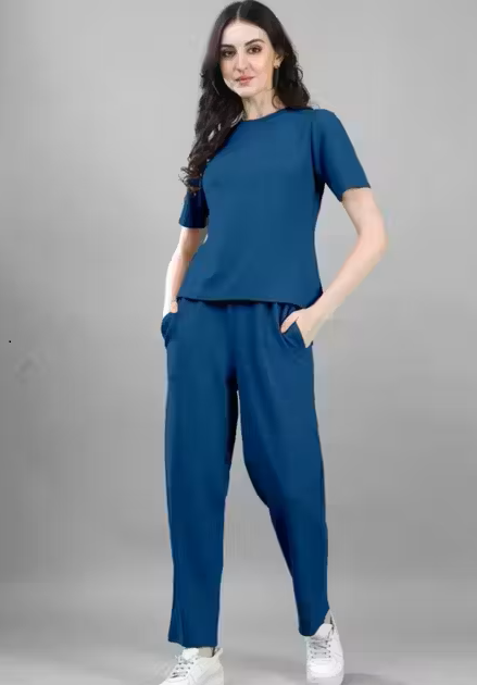 Solid Navy Co-ord Set for Women's