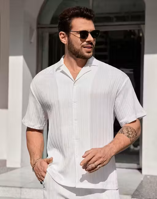Premium White Mens Co-ord Set